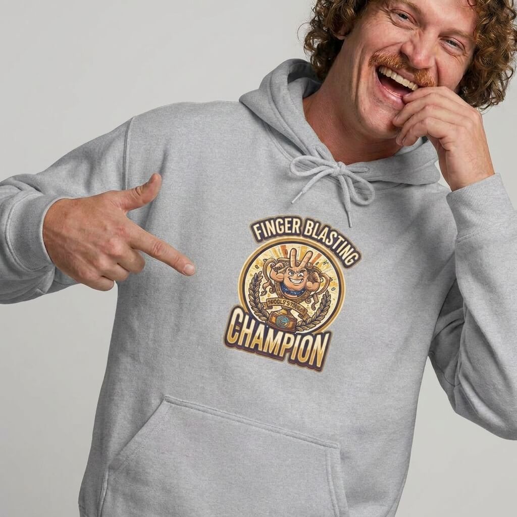 Finger Blasting Champion Funny Hoodie – L Sport Grey Finger Blasting Champion Funny Hoodie – L Sport Grey