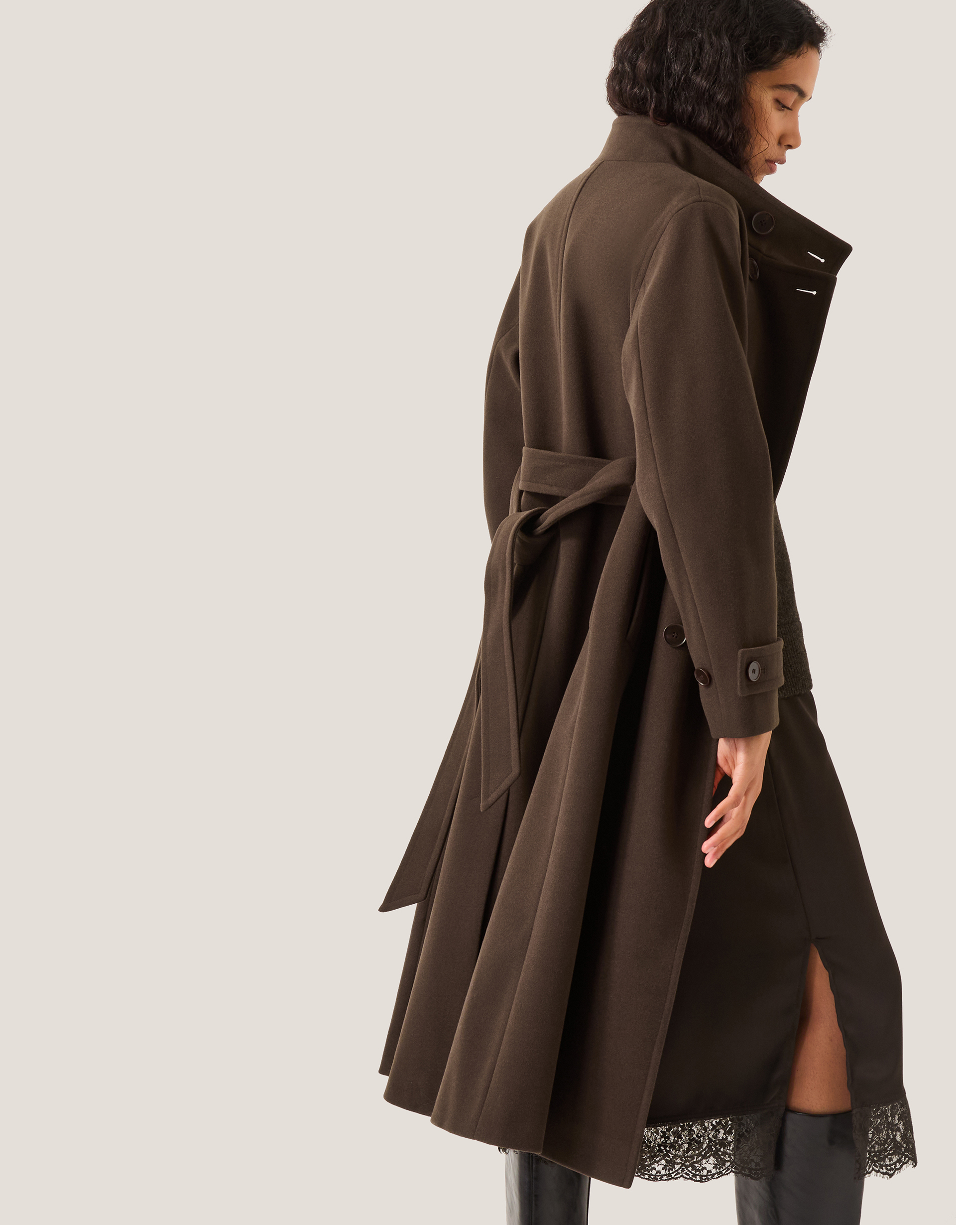 Tia Funnel Trench Coat Brown Tia Funnel Trench Coat Brown