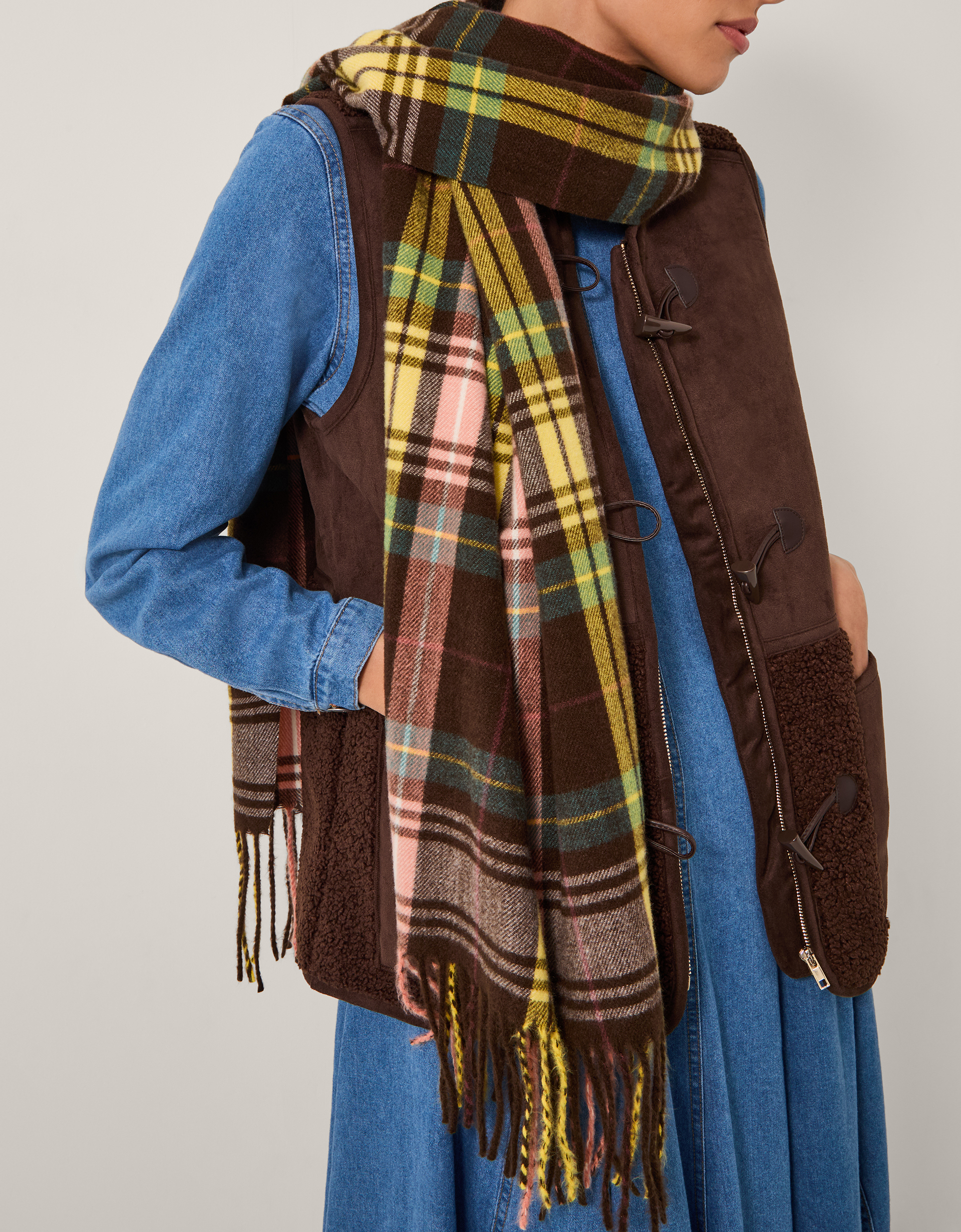 Halle Check Tassel Scarf