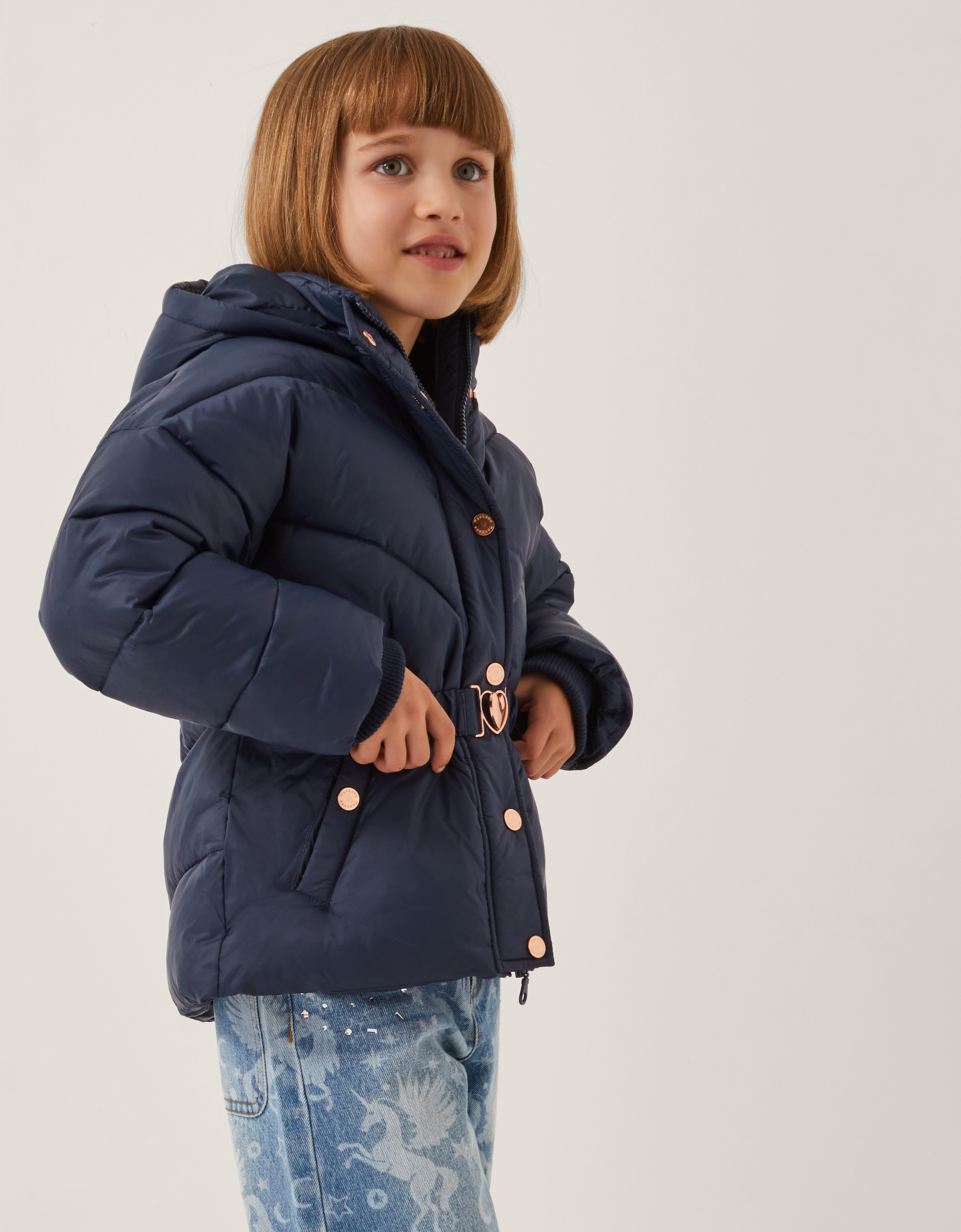 Belted Puffer Jacket Blue Belted Puffer Jacket Blue