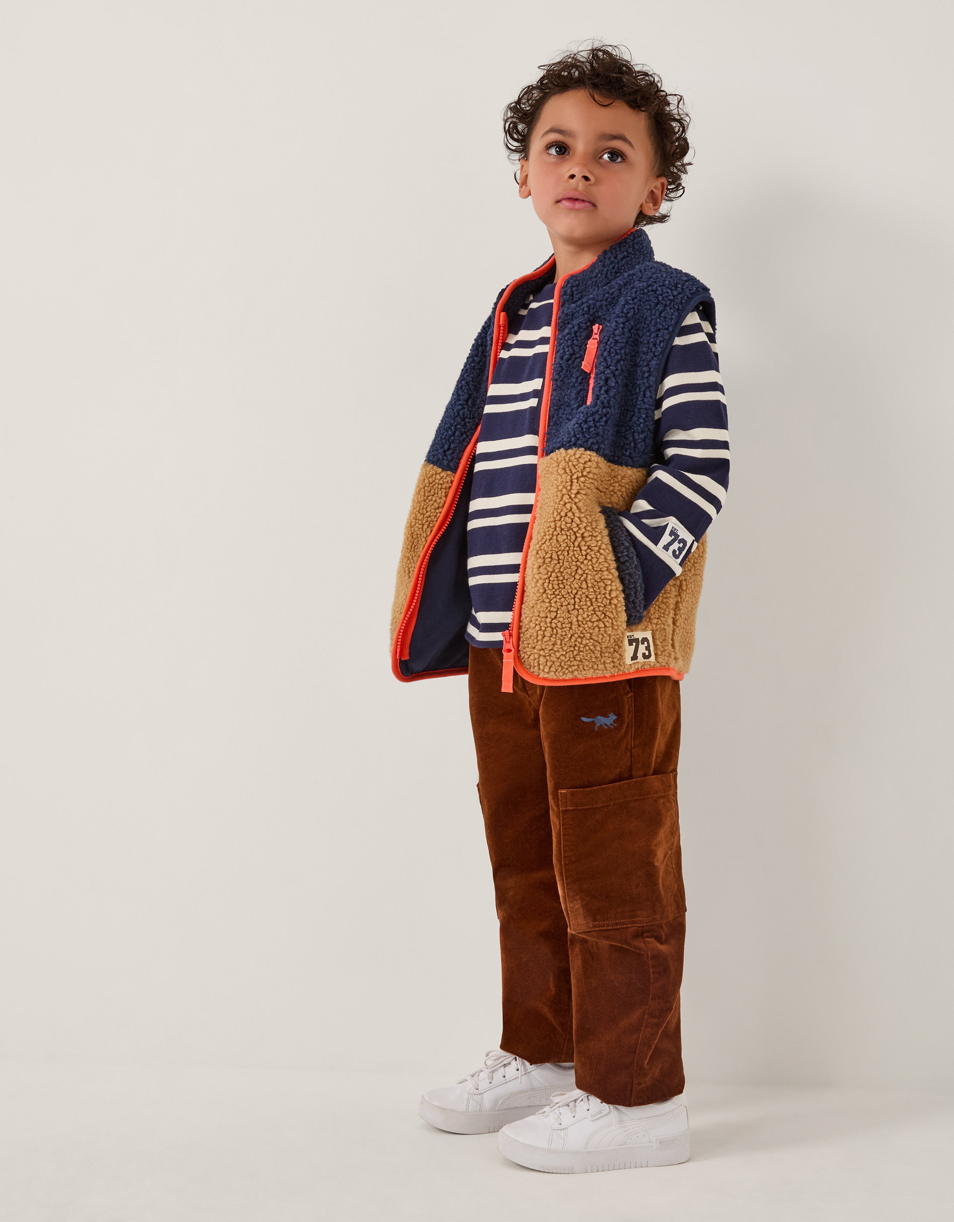 Colourblock Faux Shearling Gilet Blue