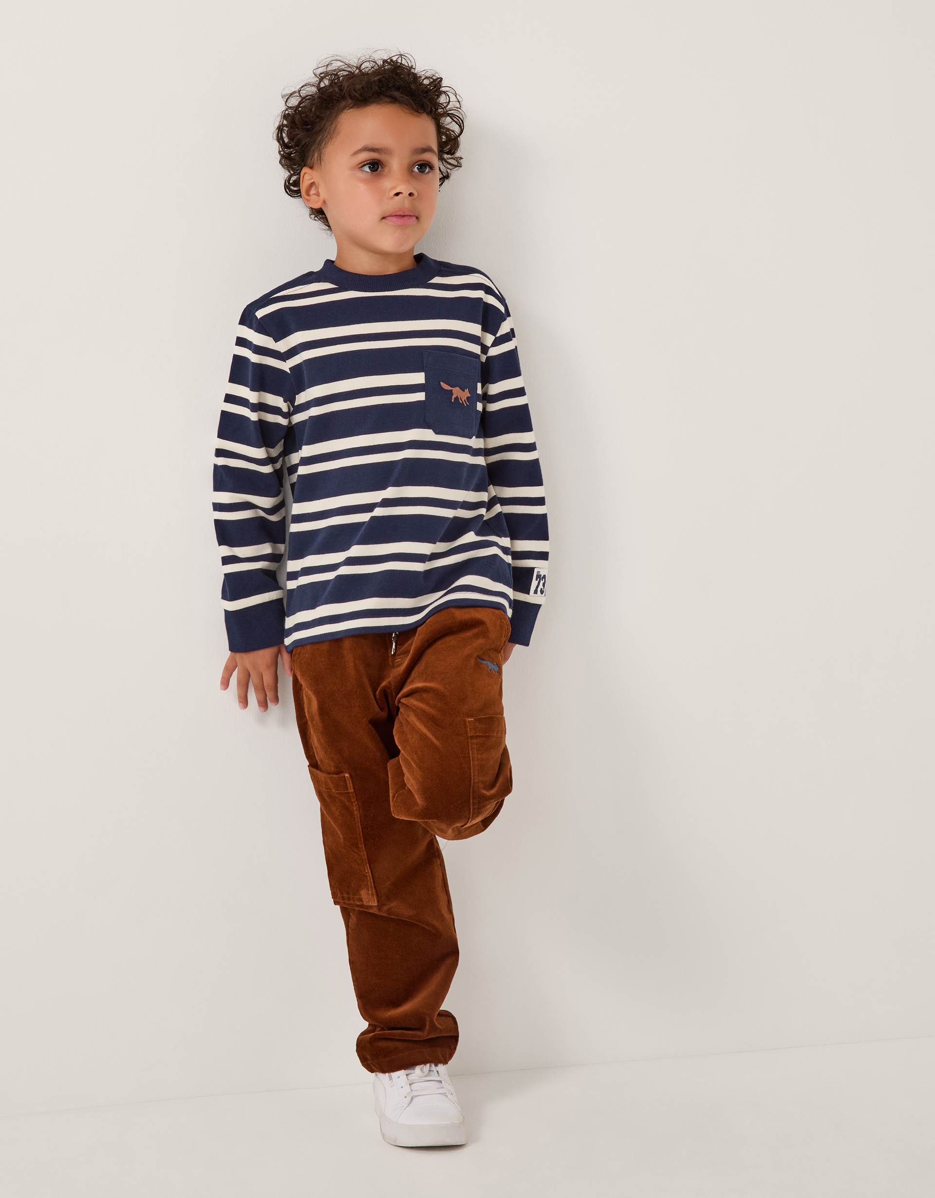 Fox Stripe Long Sleeve Top Blue Fox Stripe Long Sleeve Top Blue
