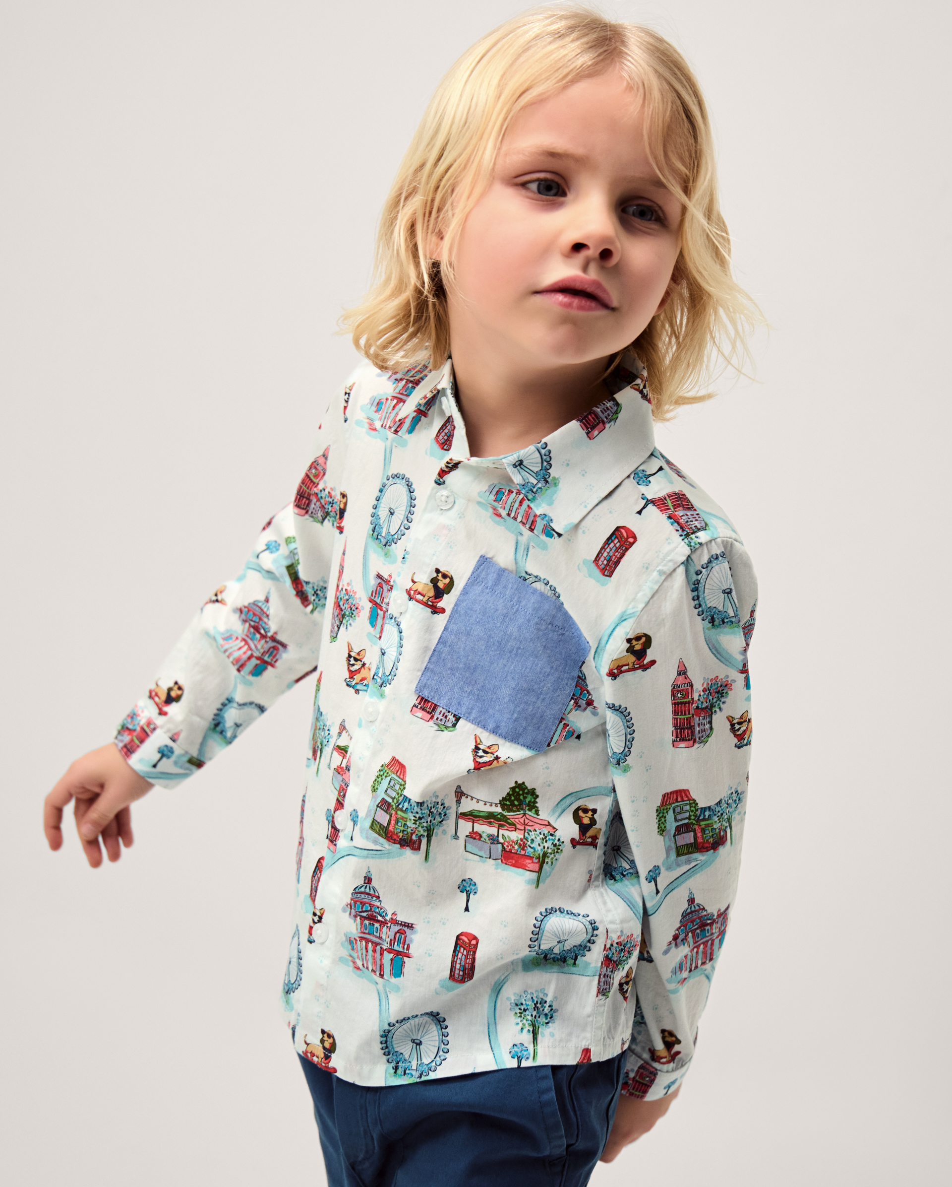 London Print Long Sleeve Shirt White London Print Long Sleeve Shirt White