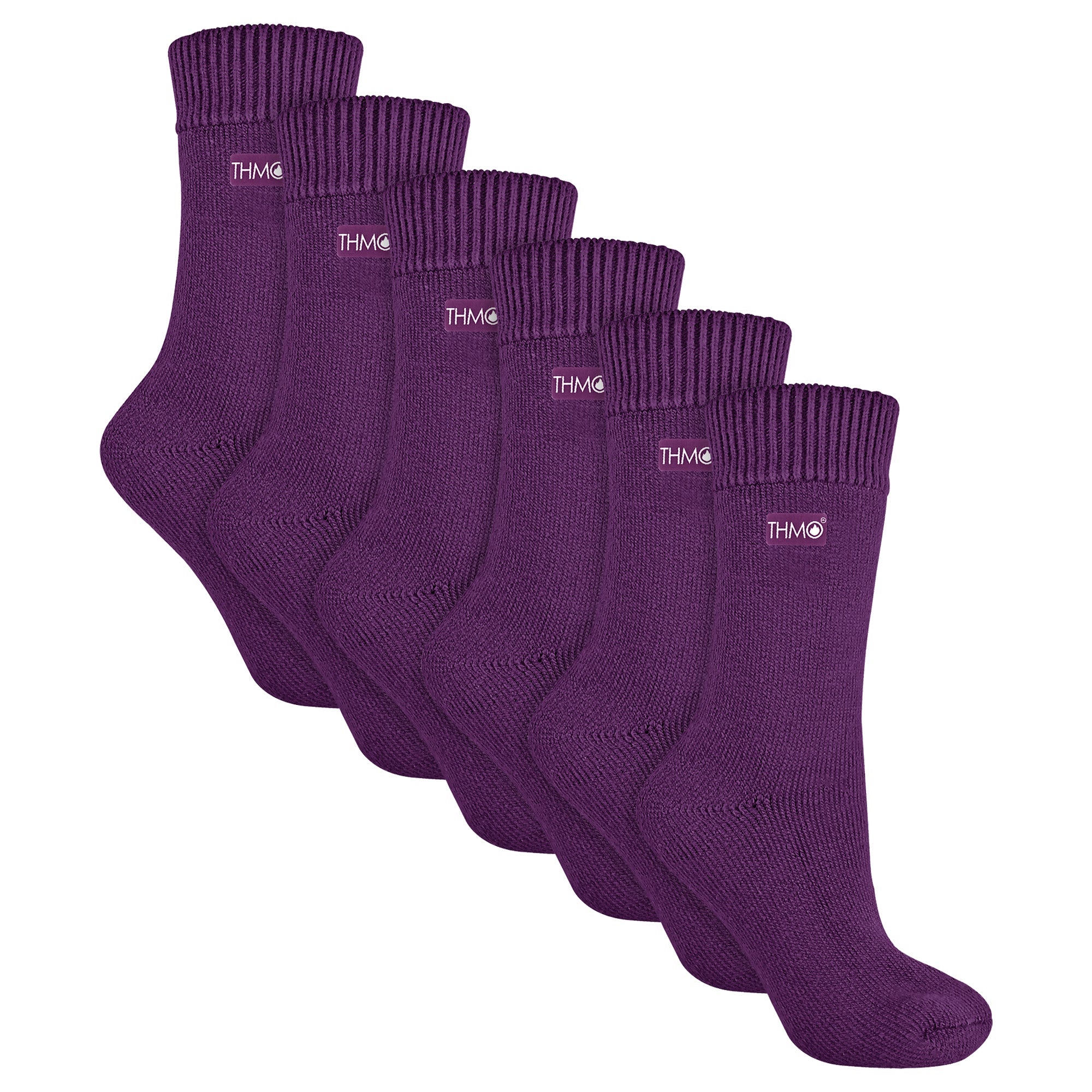 Ladies Thick Winter Thermal Socks with Seamless Toe Multipack Options – – Purple Pack