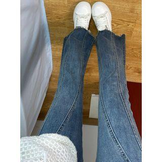 High Waist Washed Ripped Bootcut Jeans Blue High Waist Washed Ripped Bootcut Jeans Blue