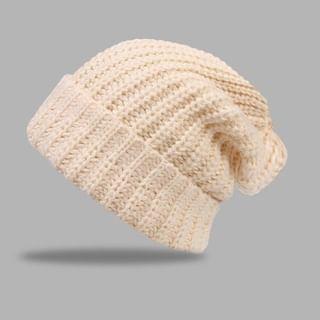 Plain Knit Slouchy Beanie Beige Plain Knit Slouchy Beanie Beige