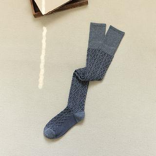 Plain Cable Knit Over-The-Knee Socks Dark Gray Plain Cable Knit Over-The-Knee Socks Dark Gray