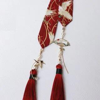 Tassel Scarf Hair Tie – Red Tassel Scarf Hair Tie – Red