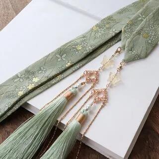 Tassel Scarf Hair Tie – Light Green Tassel Scarf Hair Tie – Light Green