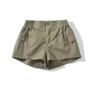 Mid Rise Plain Cargo Shorts Army Green Mid Rise Plain Cargo Shorts Army Green