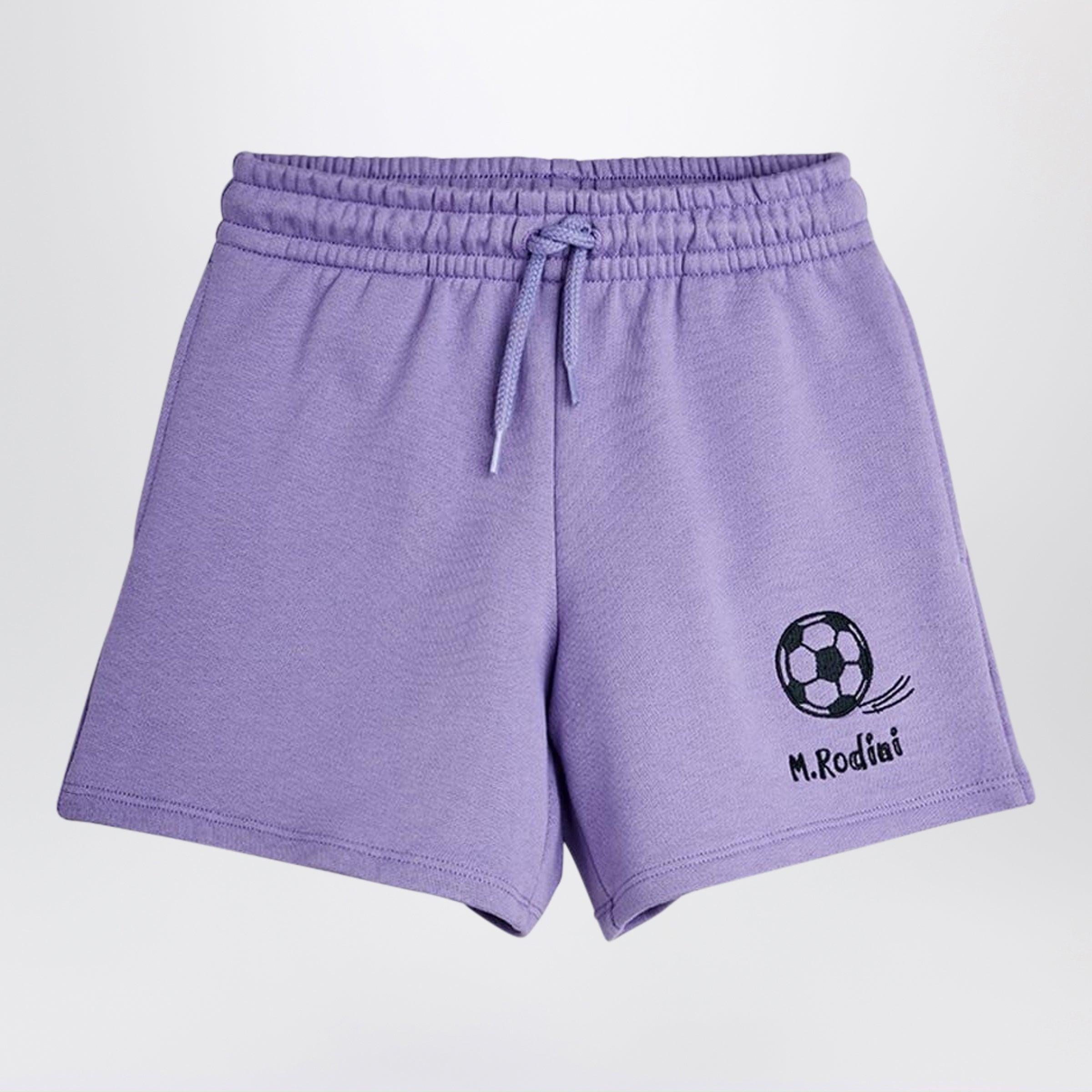Purple shorts with soccer ball embroidery Purple shorts with soccer ball embroidery