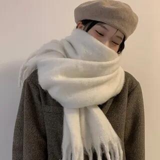 Fringed Plain Scarf White Fringed Plain Scarf White