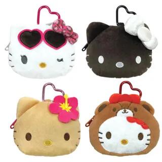 Sanrio Hello Kitty Plush Toy Organizer Pouch Bag Charm with Carabiner Sunglasses- mm