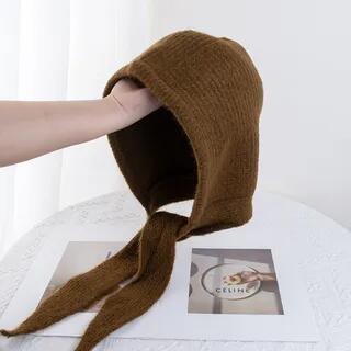 Knitted Hat With Scarf Coffee Knitted Hat With Scarf Coffee