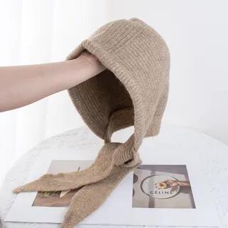 Knitted Hat With Scarf Khaki Knitted Hat With Scarf Khaki