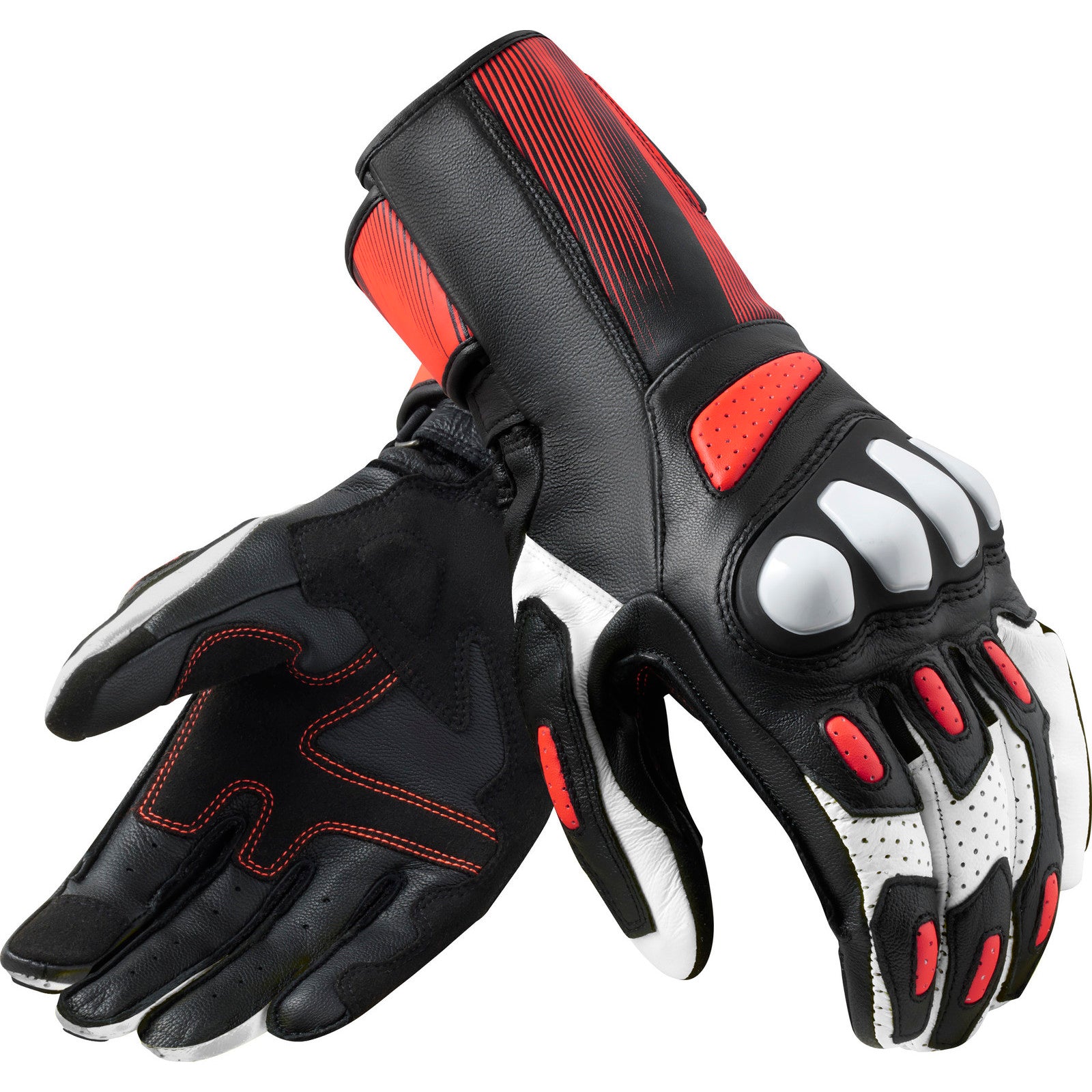 Rev It Metis Leather Motorcycle Gloves X Black Neon Red Rev It Metis Leather Motorcycle Gloves X Black Neon Red