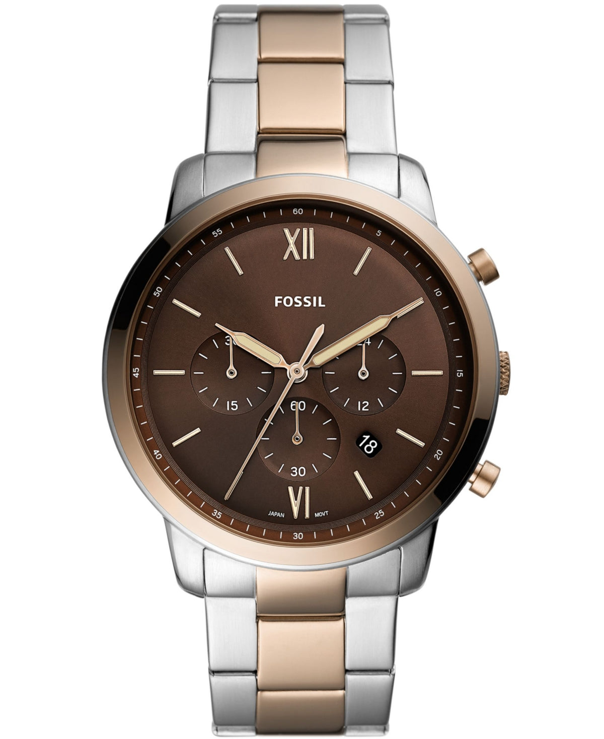 Fossil Neutra Men’s Chronograph Watch mm Two-Tone Stainless Steel Fossil Neutra Men’s Chronograph Watch mm Two-Tone Stainless Steel