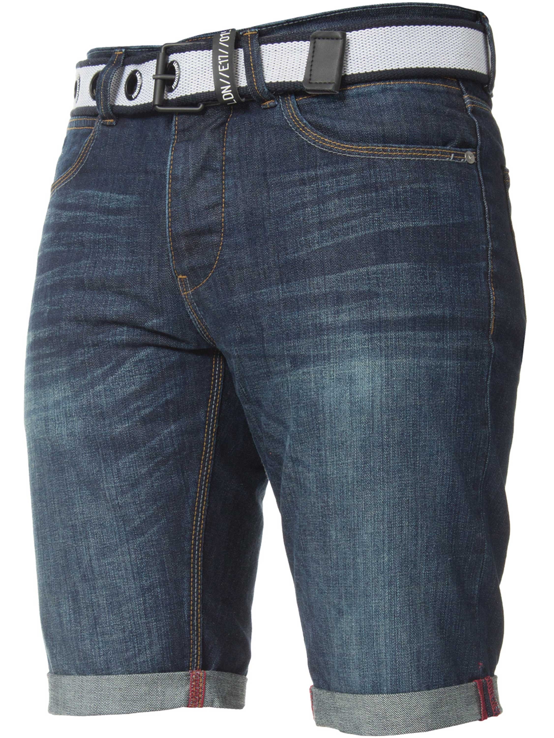 Mens APT Dark Blue Slim Fit Denim Shorts