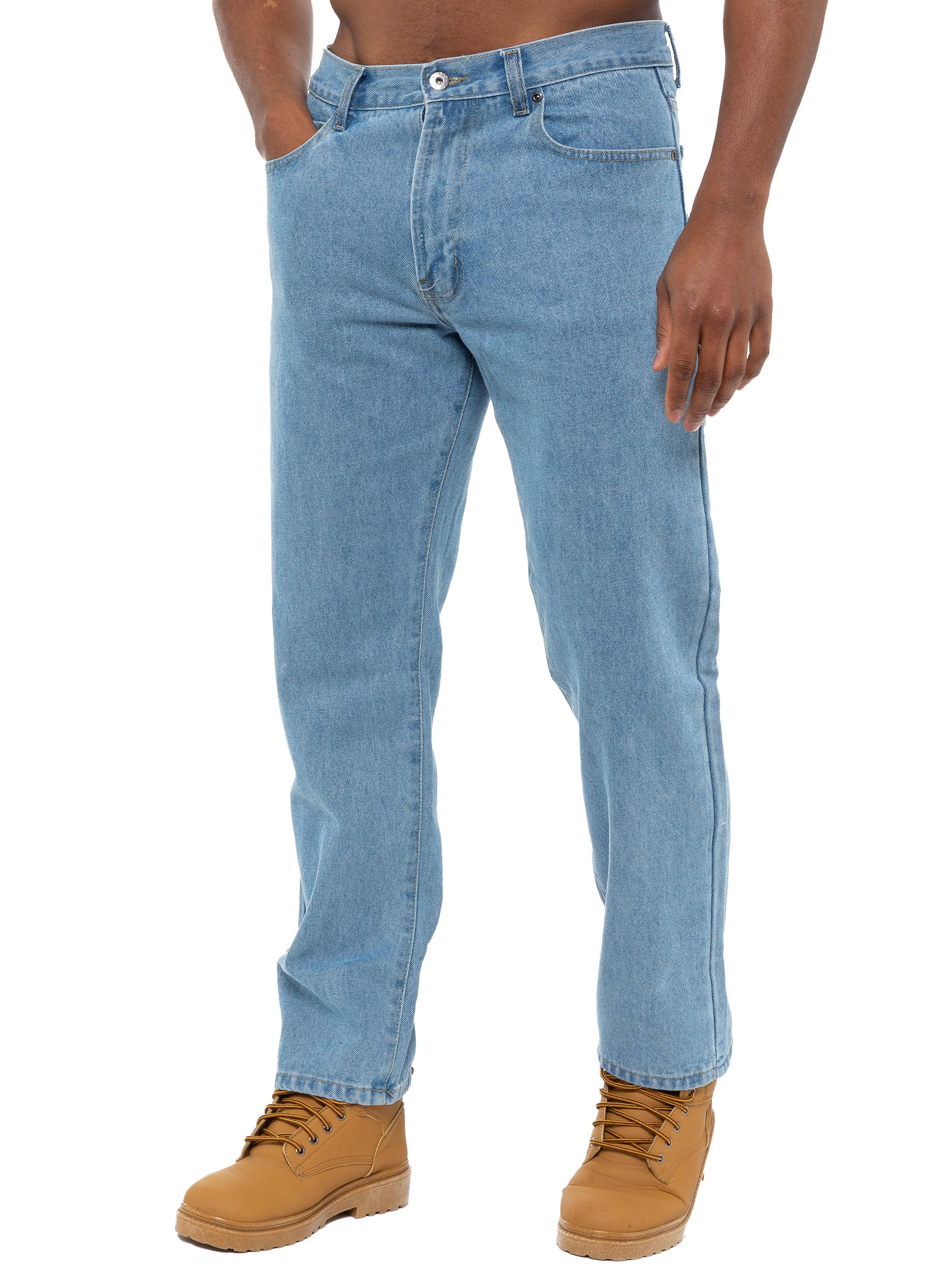 Mens Stone Wash Classic Denim Jeans BCB Mens Stone Wash Classic Denim Jeans BCB