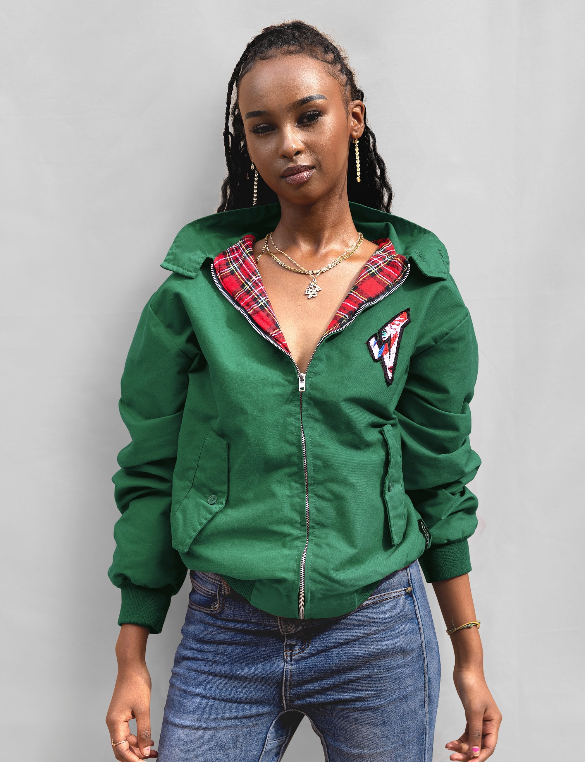 Classic Harrington Jacket in Green – M No Logo Classic Harrington Jacket in Green – M No Logo