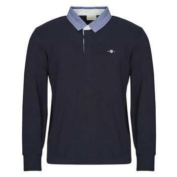 Gant REG CHAMBRAY HEAVY RUGGER men’s Polo shirt in Blue Gant REG CHAMBRAY HEAVY RUGGER men’s Polo shirt in Blue