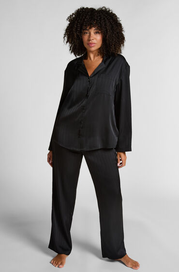 Hunkemöller Satin Pinstripe Trousers Black Hunkemöller Satin Pinstripe Trousers Black