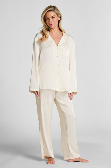 Hunkemöller Satin Pinstripe Trousers White Hunkemöller Satin Pinstripe Trousers White