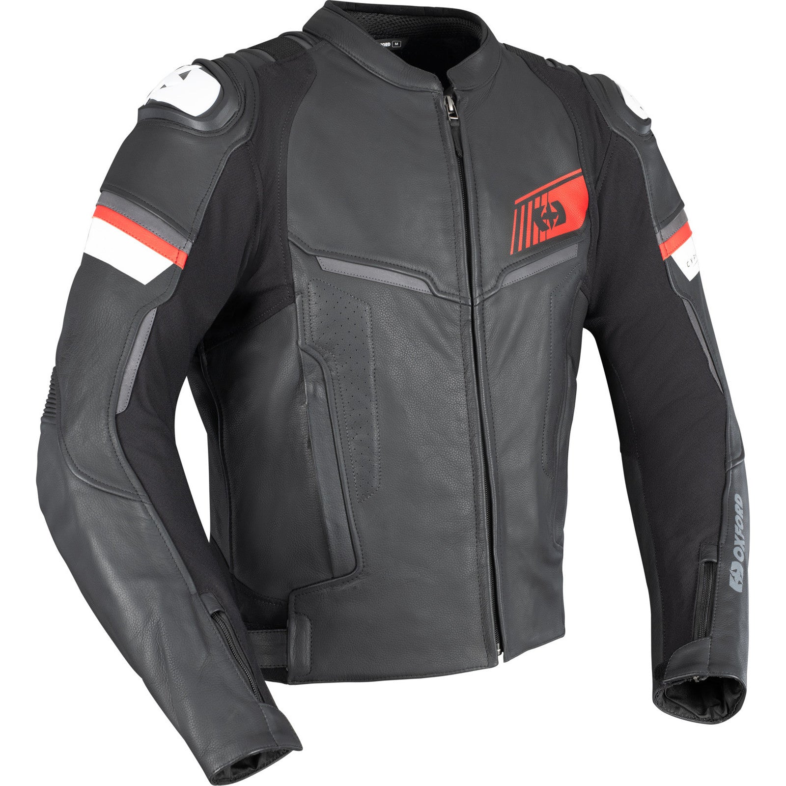 Oxford Cypher . Leather Motorcycle Jacket – Black White Red – -” | | -“ Oxford Cypher . Leather Motorcycle Jacket – Black White Red – -” | | -“