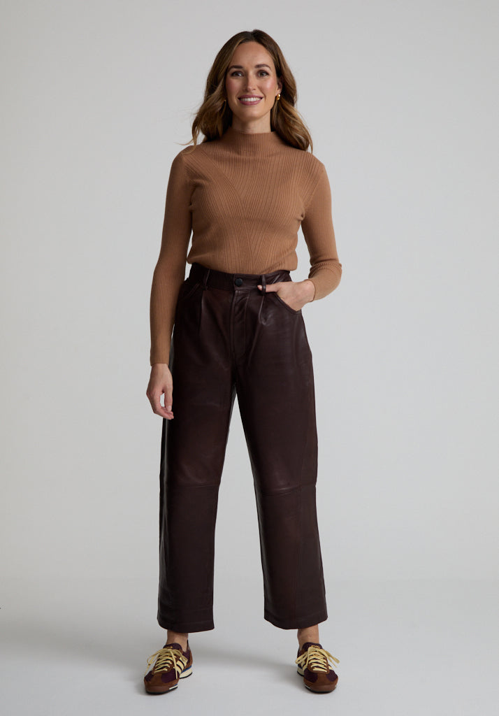 Beatrice Roll Neck Jumper In Brown Beatrice Roll Neck Jumper In Brown