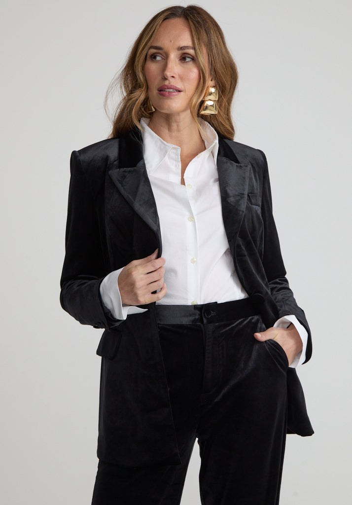 Sienna Tailored Velvet Blazer In Black Sienna Tailored Velvet Blazer In Black