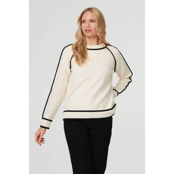 Izabel London Contrast Trim Long Sleeve Jumper men’s Sweater in Beige Izabel London Contrast Trim Long Sleeve Jumper men’s Sweater in Beige
