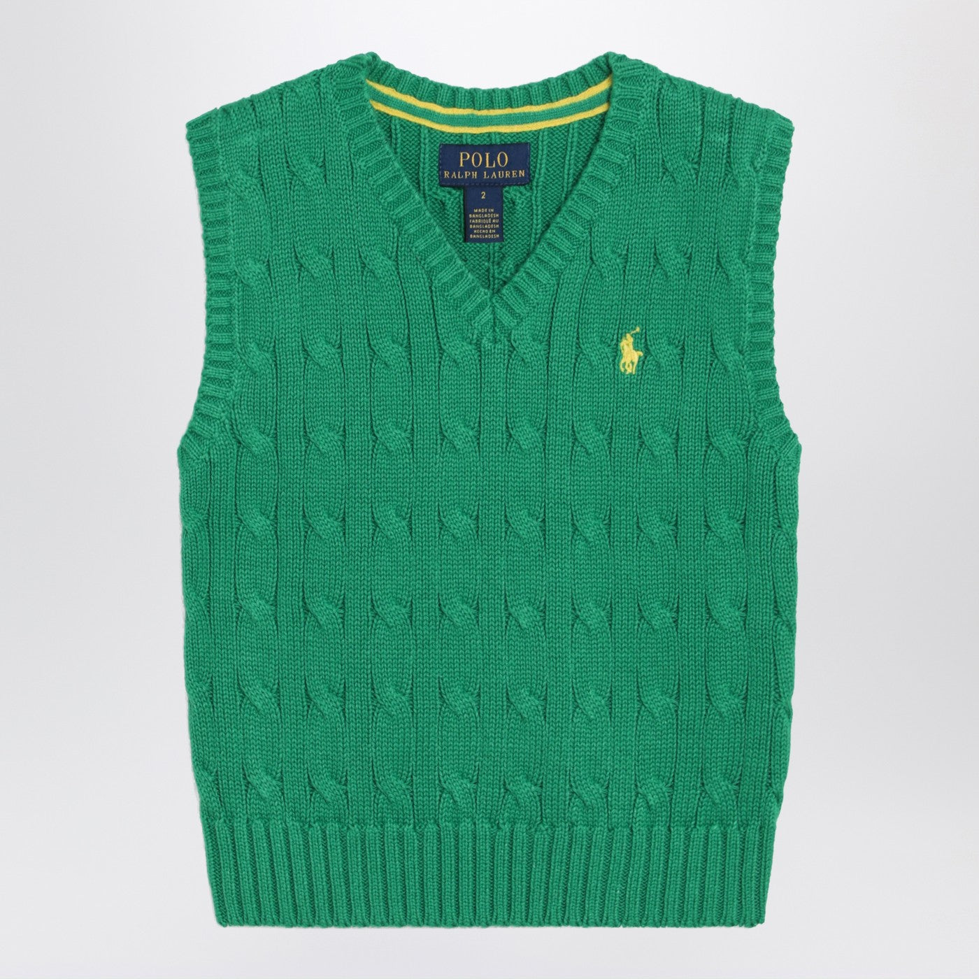 Green cable-knit cotton vest Green cable-knit cotton vest