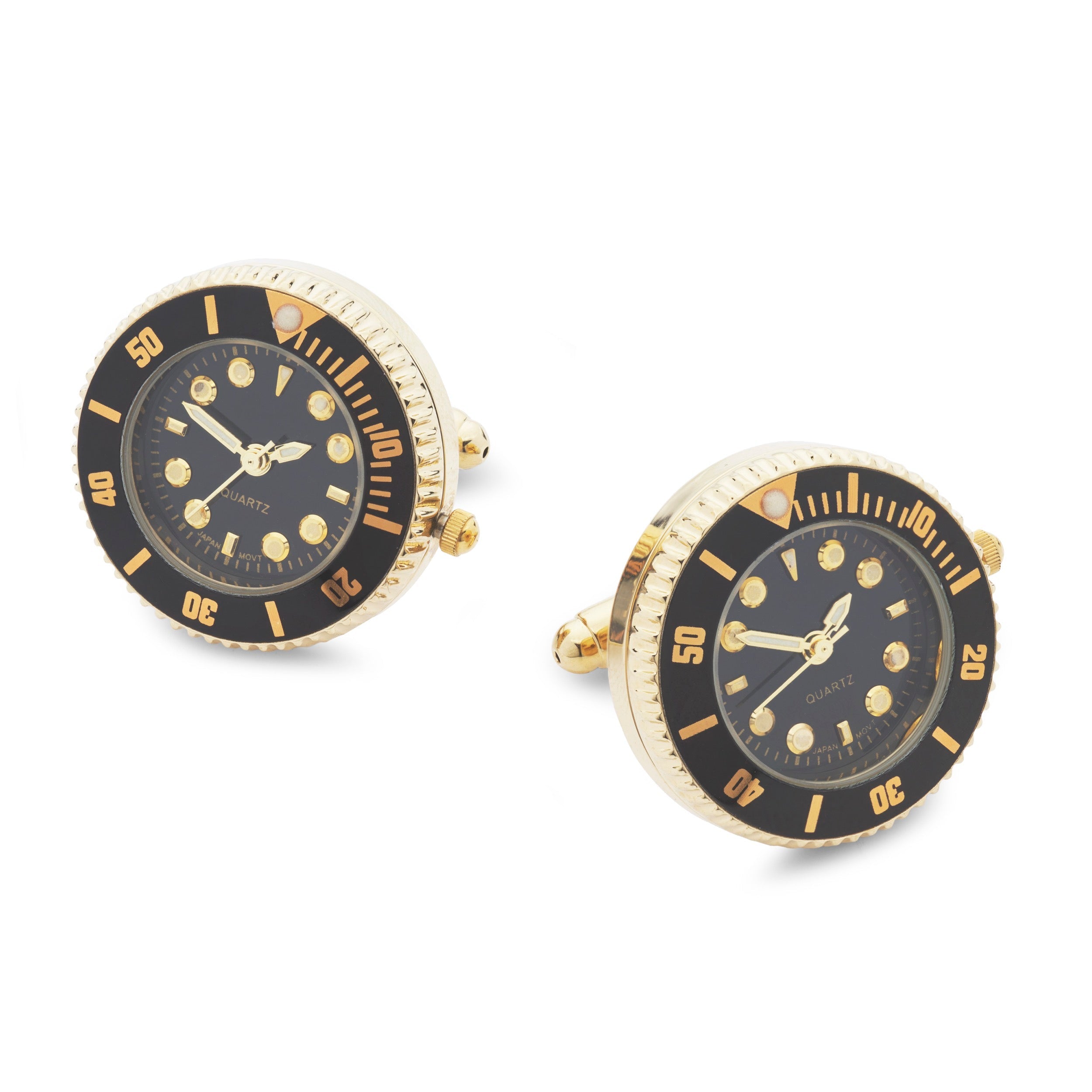 Working Watch Cufflinks In Black And Gold Working Watch Cufflinks In Black And Gold