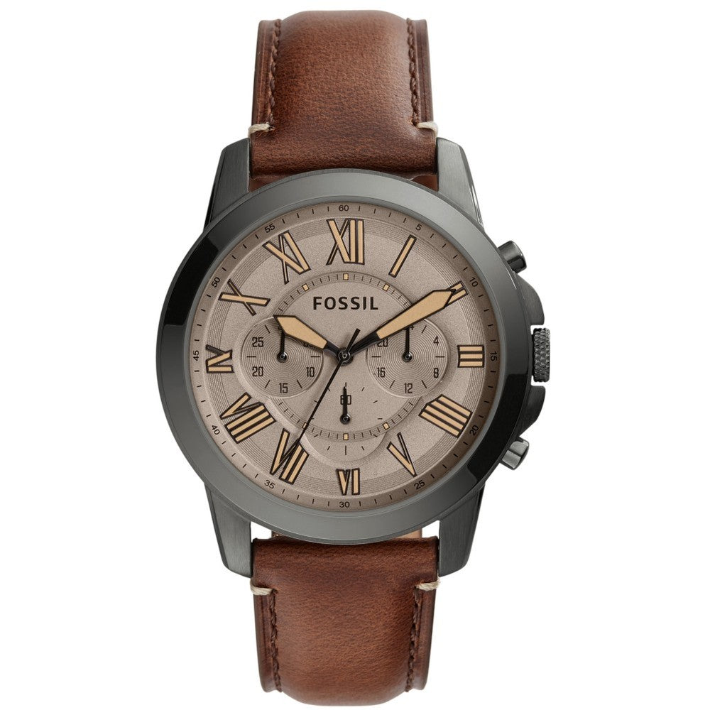 Fossil FS Men’s Chronograph Watch Silver Case & Brown Leather Fossil FS Men’s Chronograph Watch Silver Case & Brown Leather