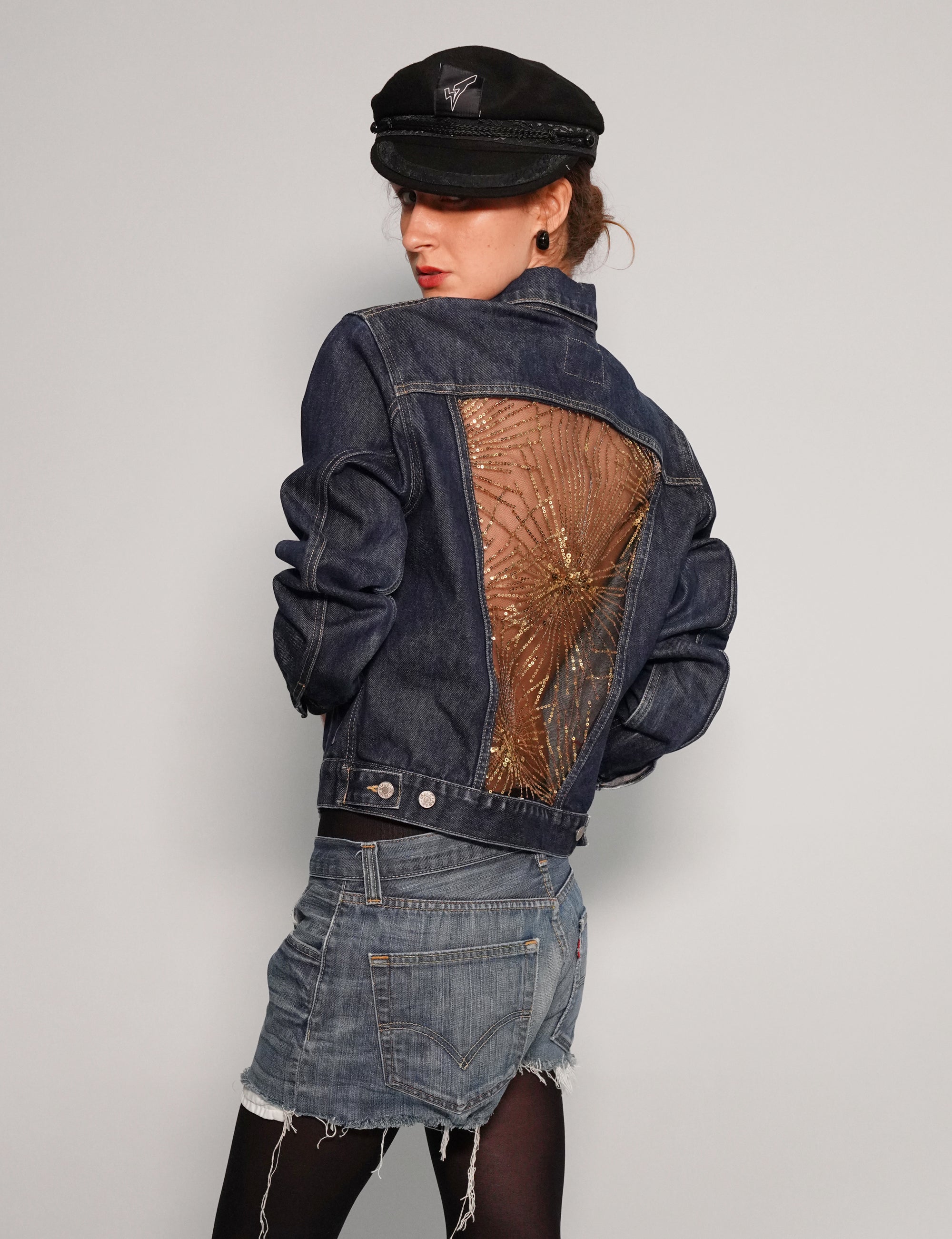 Party Back Denim Jacket in Blue Party Back Denim Jacket in Blue