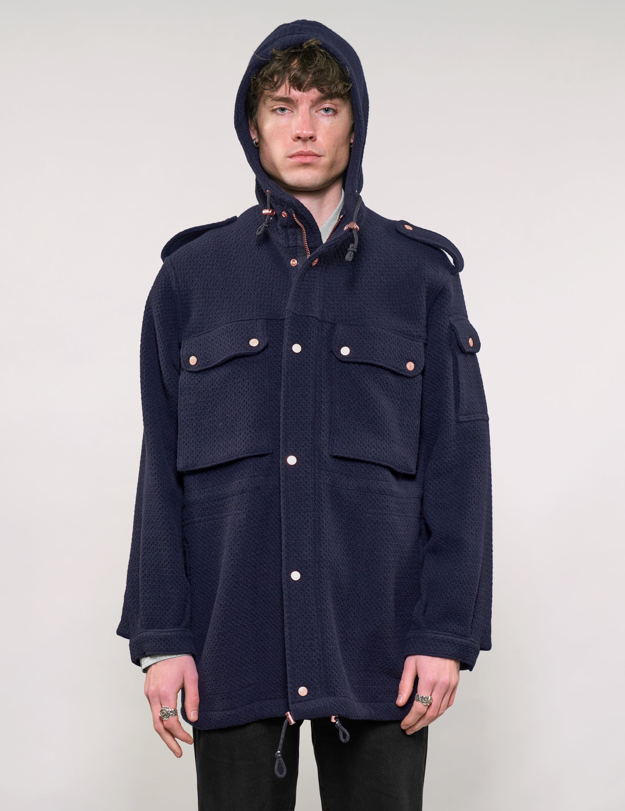 IMMORTAL Hooded Parka – Navy Waffle Texture IMMORTAL Hooded Parka – Navy Waffle Texture