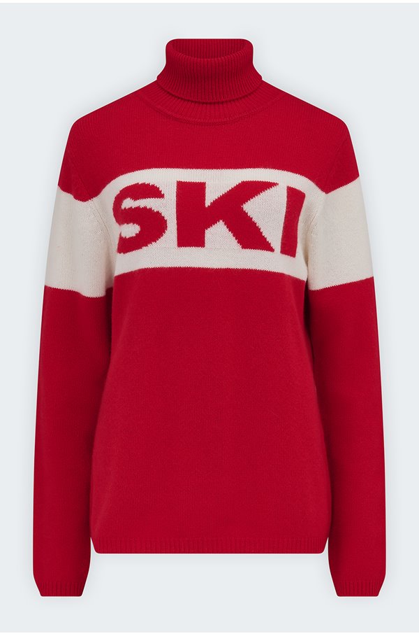 Jumper – Ski Roll Neck Jumper in Red Cream Jumper – Ski Roll Neck Jumper in Red Cream