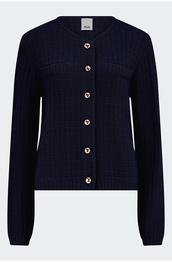 Allude – Gold Button Cardigan in Navy Allude – Gold Button Cardigan in Navy