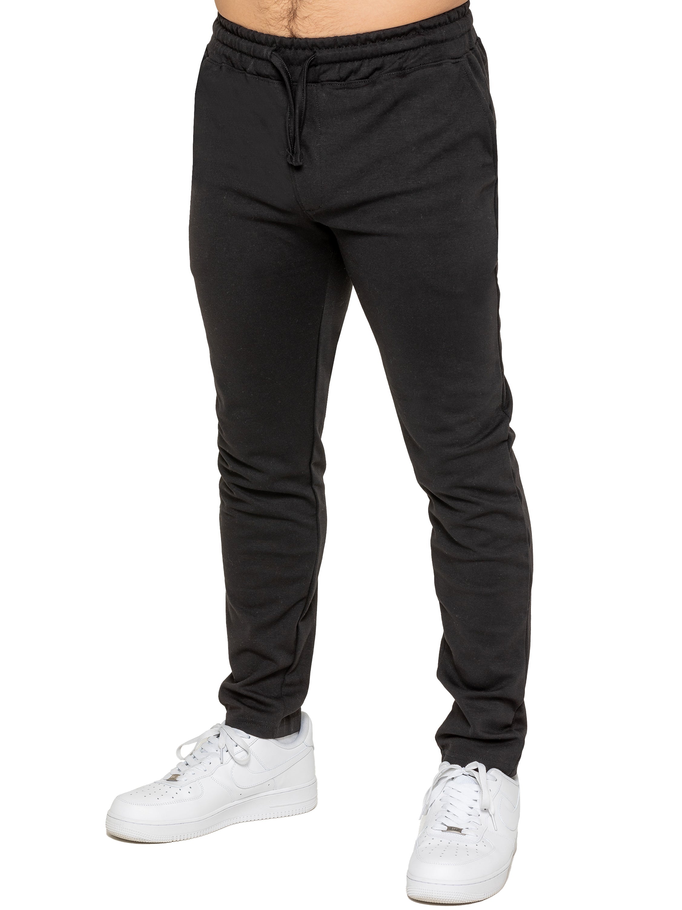 Smart Stretch Mens Joggers – Black Elastic Waistband with Adjustable Drawstring & Premium Stretch Fabric for All Seasons Comfort – Black M Regular