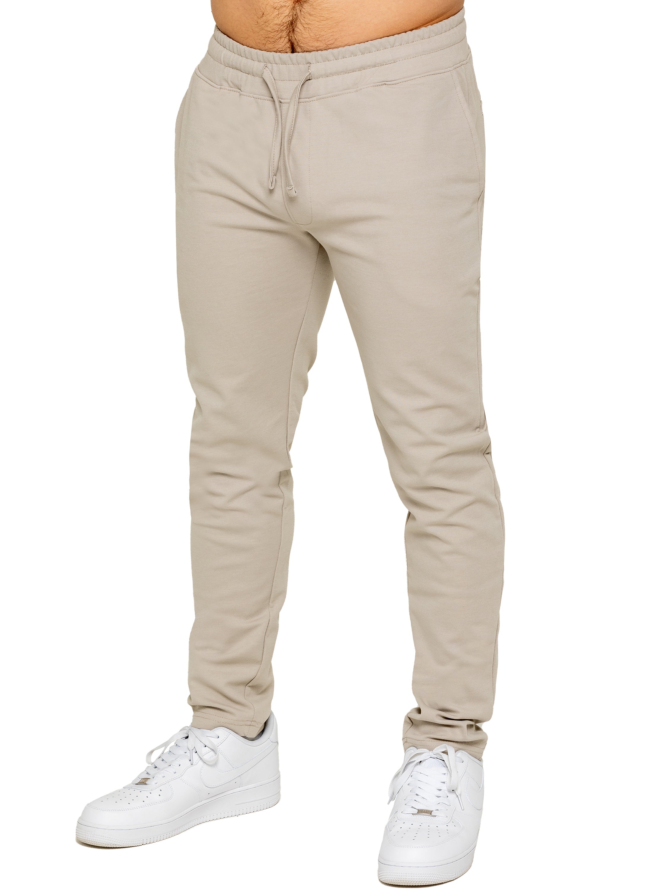 Smart Stretch Mens Joggers – Black Elastic Waistband with Adjustable Drawstring & Premium Stretch Fabric for All Seasons Comfort – Beige S Regular