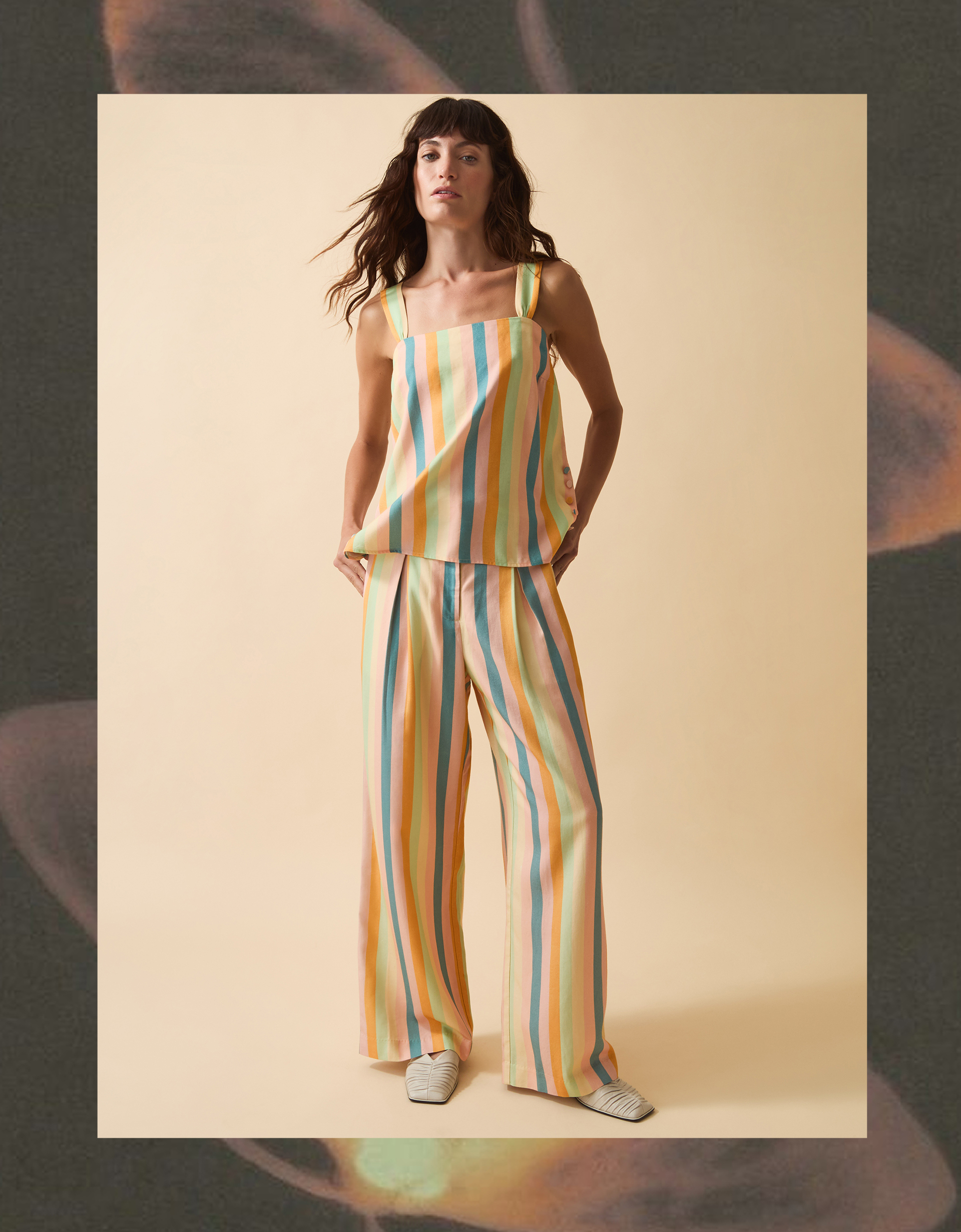 Clemence Elodie Stripe Wide Leg Trousers Multi Clemence Elodie Stripe Wide Leg Trousers Multi