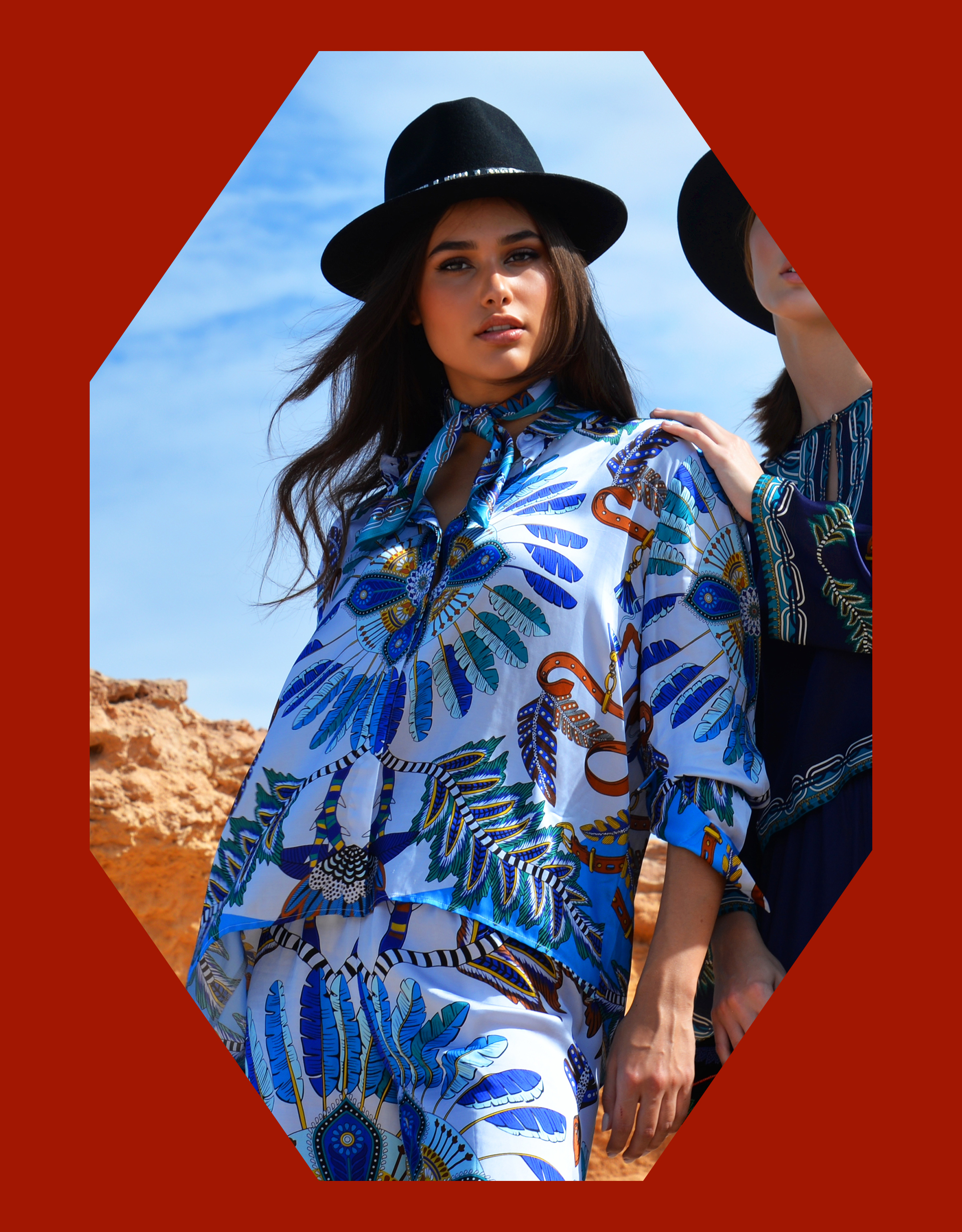 Wild Bonaventure Feather Print Shirt Blue