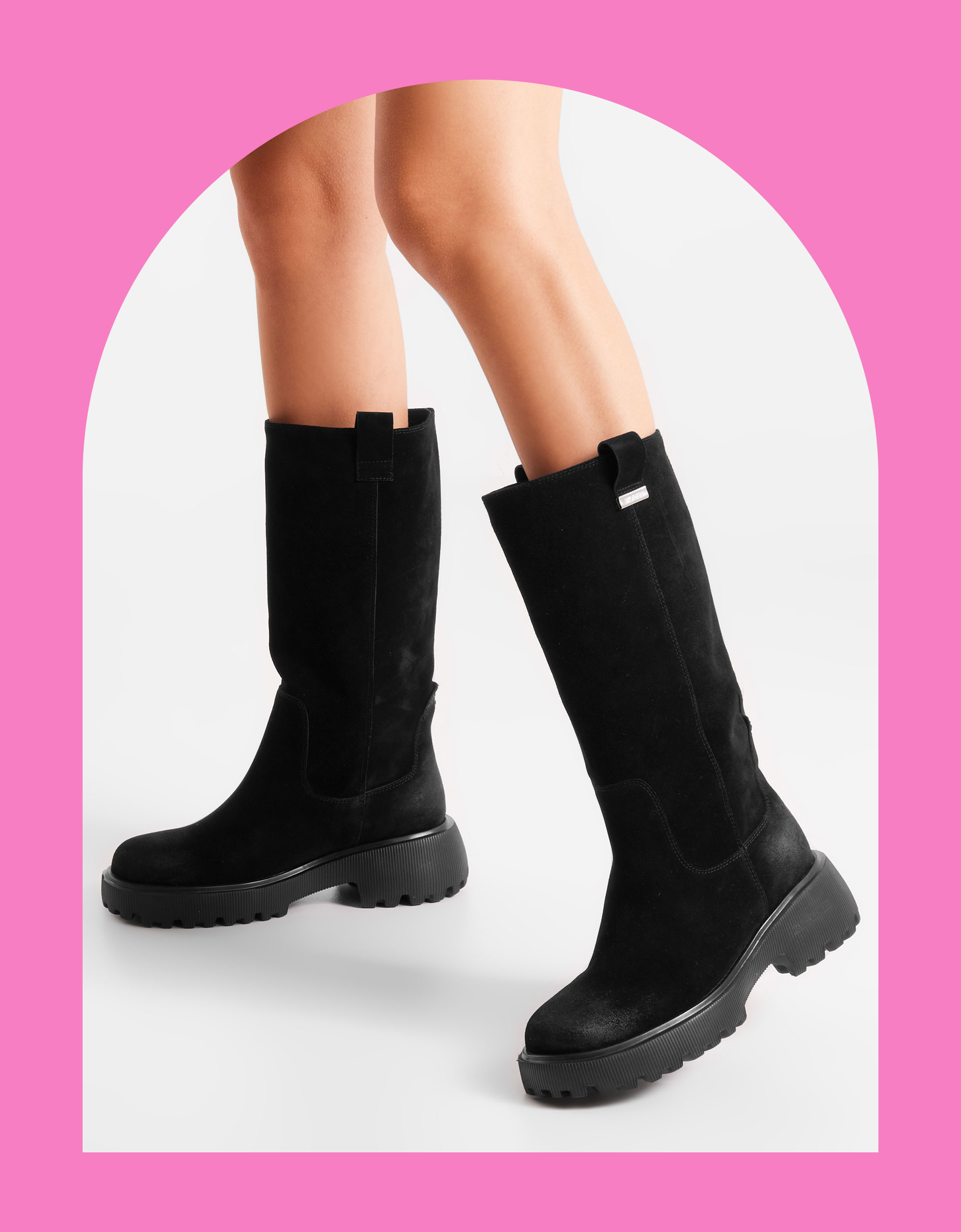 Woden Lea Suede Long Boots Black Woden Lea Suede Long Boots Black