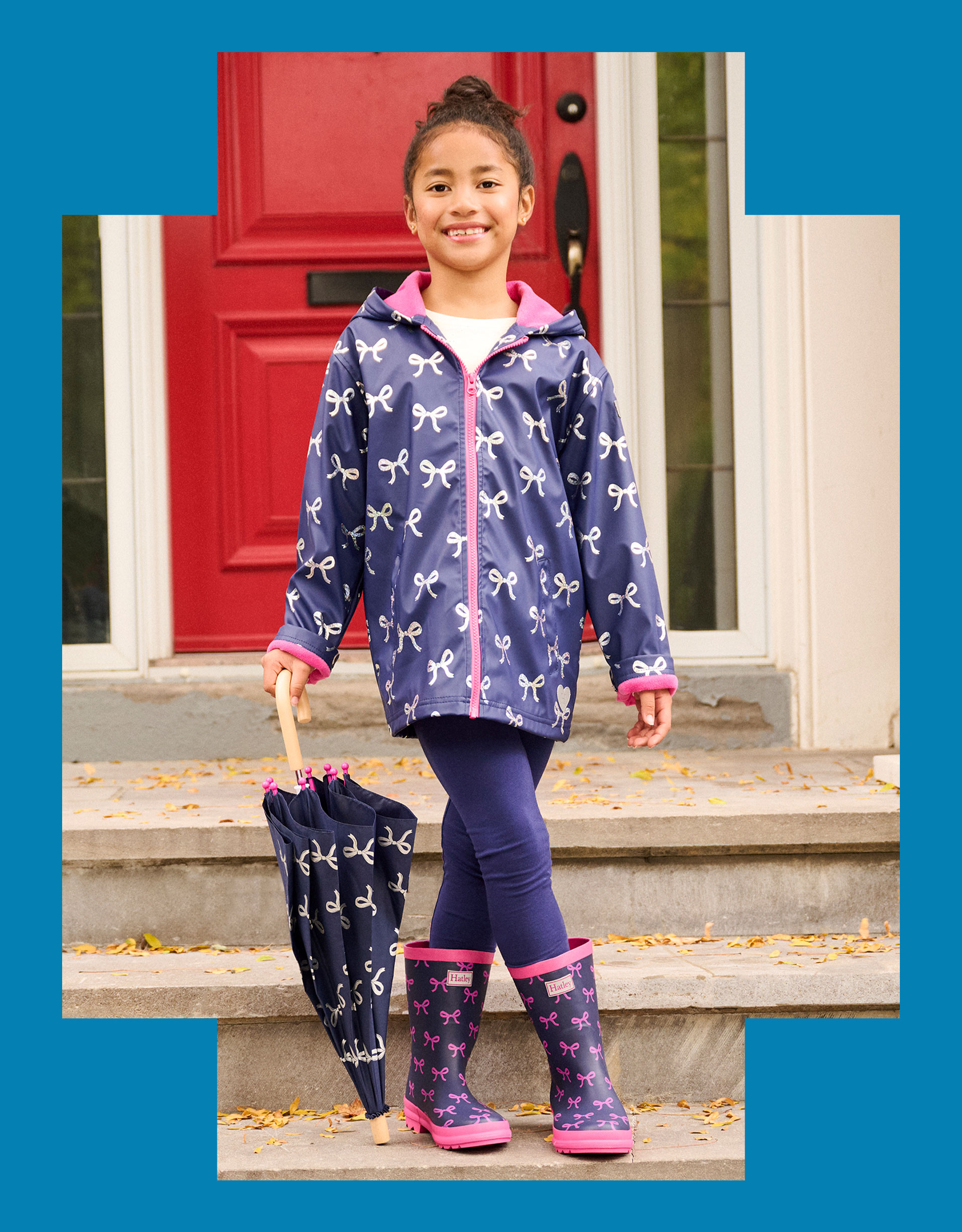 Hatley Foil Bow Print Raincoat Blue Hatley Foil Bow Print Raincoat Blue