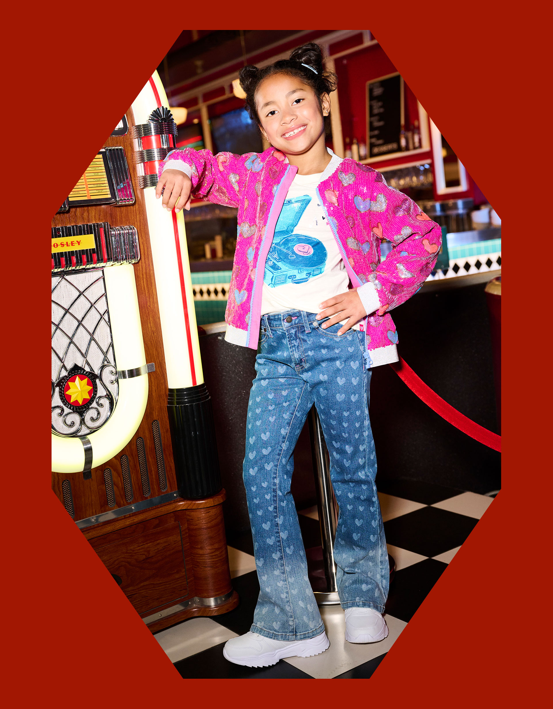 Hatley Bursted Hearts Sequin Bomber Jacket Pink Hatley Bursted Hearts Sequin Bomber Jacket Pink
