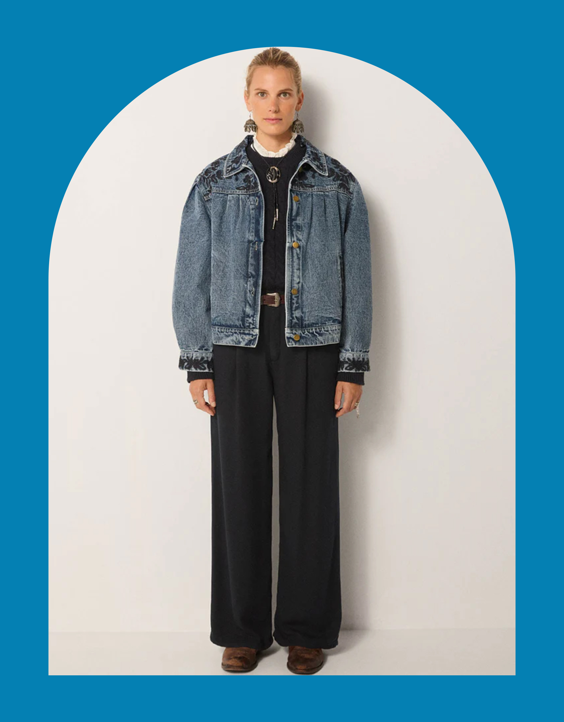 Maison Hotel Wesley Embroidered Denim Jacket Blue Maison Hotel Wesley Embroidered Denim Jacket Blue