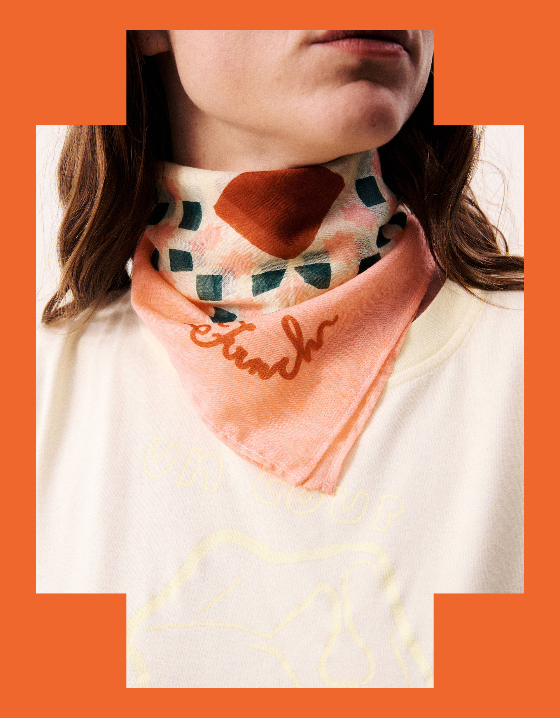 FRNCH Yumbilla Print Square Cotton Scarf FRNCH Yumbilla Print Square Cotton Scarf