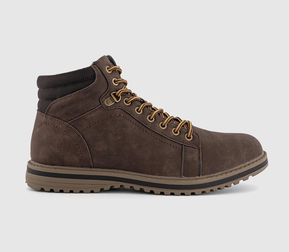 OFFICE Mens Barbican Wedge Hiker Boots Dark Brown OFFICE Mens Barbican Wedge Hiker Boots Dark Brown