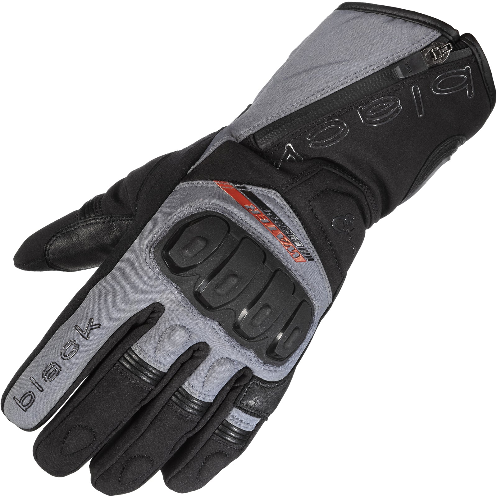 Black Voyage Waterproof Leather Motorcycle Gloves – Grey Black Voyage Waterproof Leather Motorcycle Gloves – Grey