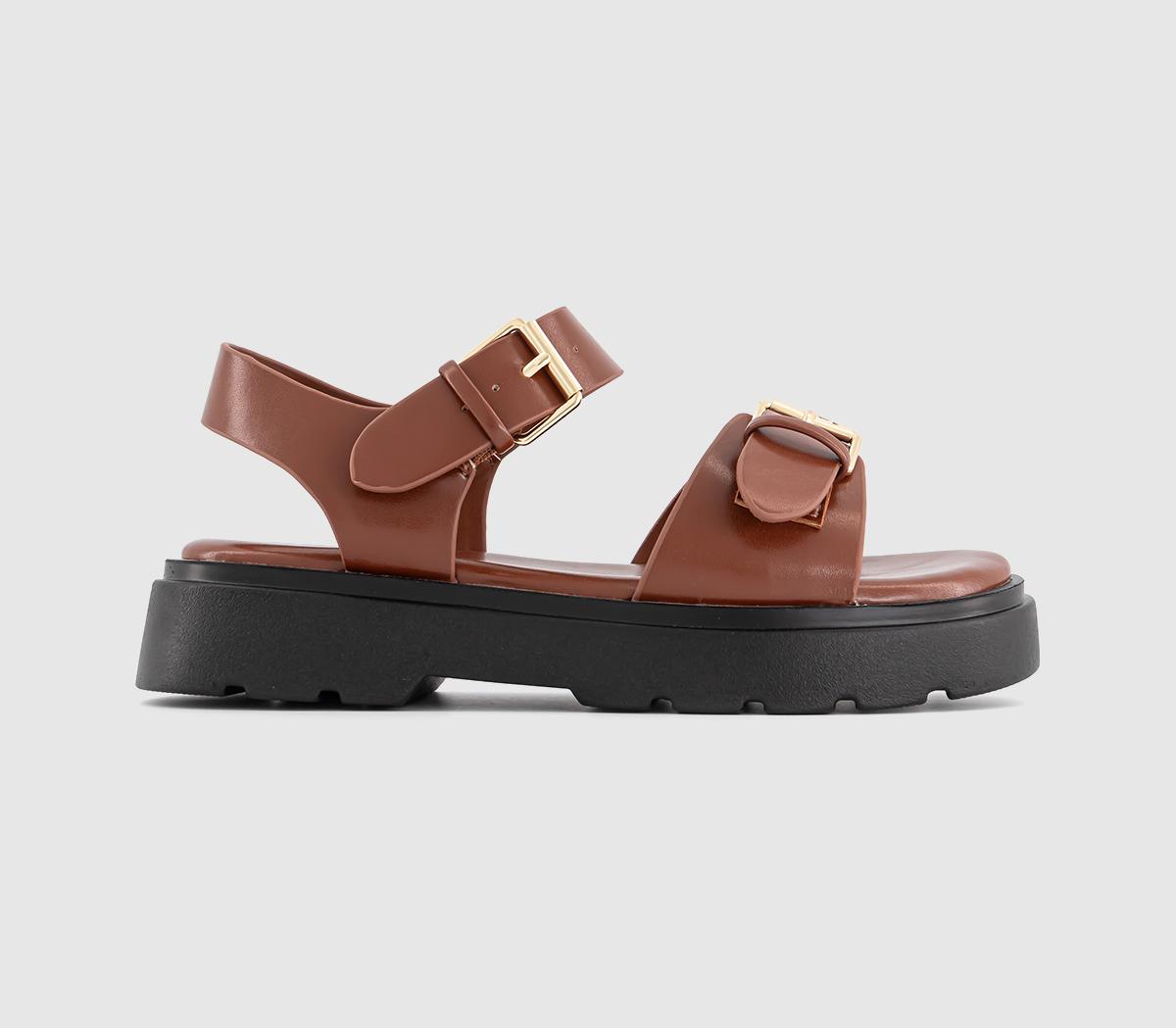 OFFICE Kids Gemma Double Buckle Chunky Sandals Tan Brown, Junior OFFICE Kids Gemma Double Buckle Chunky Sandals Tan Brown, Junior